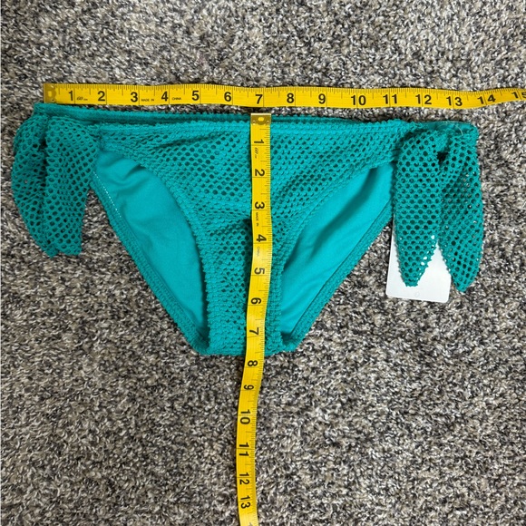 Roxy Teal Mesh Side Ties Bikini Bottoms SP - Picture 6 of 9